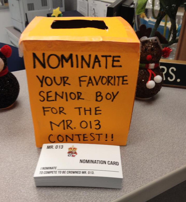 Students nominated senior boys to participate in the Mr. 013 contest, which will be Thursday, Jan. 24. 