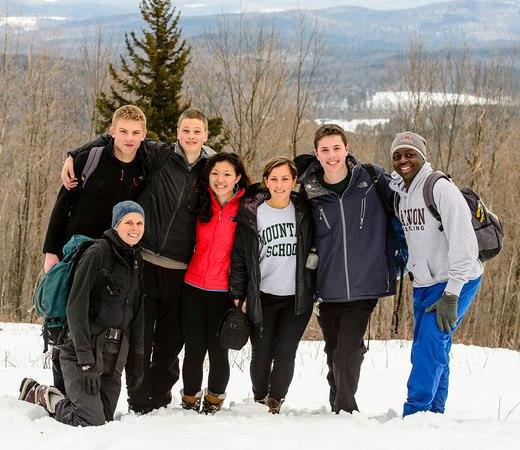 Senior Sam Mayer, far left, second row, attended Milton Academys Mountain School during second semester of the 2012-13 school year.