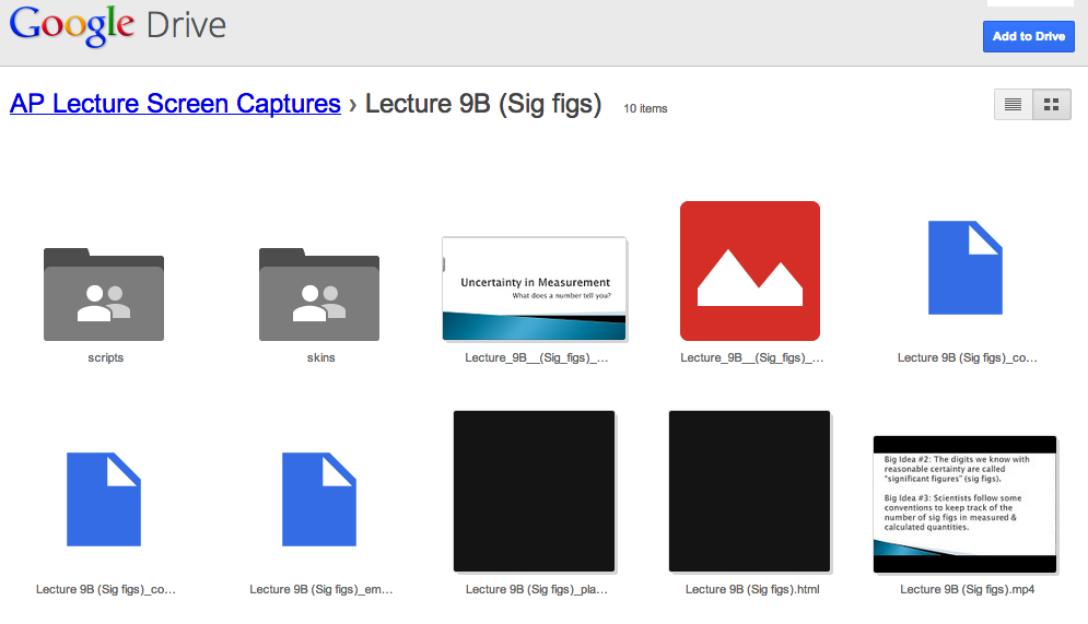 AP Chemistry students can access lecture notes and videos from their student Google Docs account.