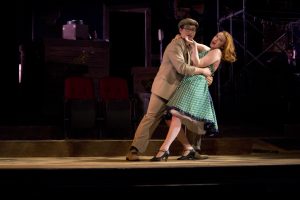 Juniors Jonathan Gomolka and Ashley Campbell perform in "Blood Brothers." Photo by Robin Donohoe.