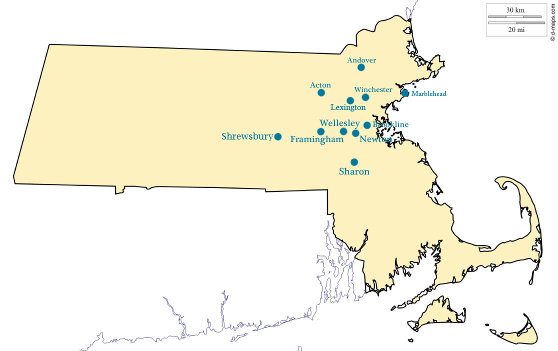 Eleven RSM locations serve Massachusetts towns. Graphic by Maria Trias.