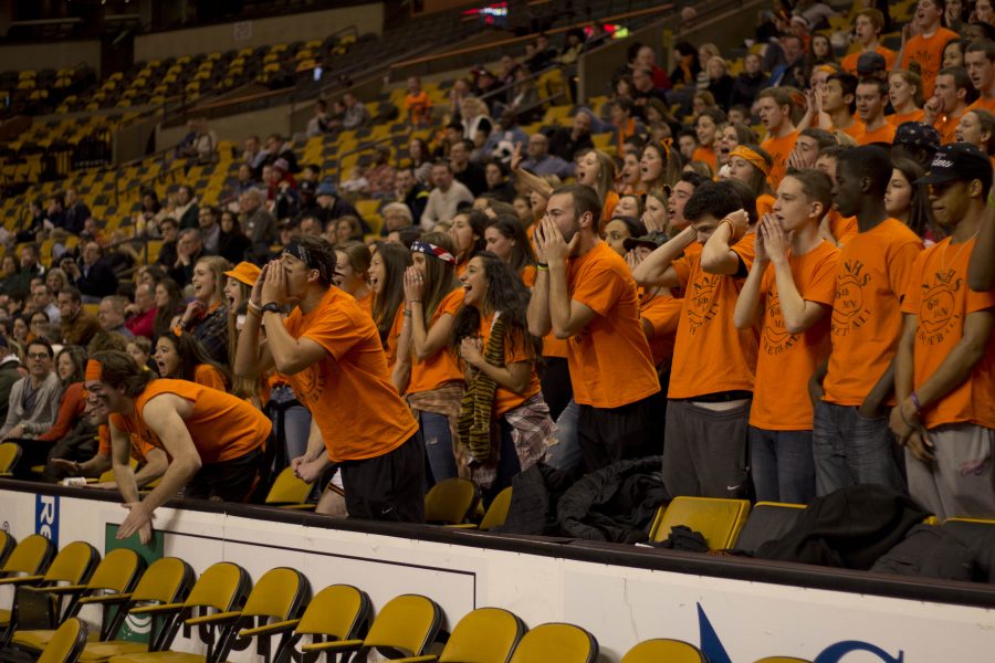 The Sixth Man cheers on the team at the Good Sports Invitational. Photo by Josh Shub-Seltzer