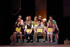 Contestants anxiously await their turn at the spelling bee. Photo by Devin Perlo.