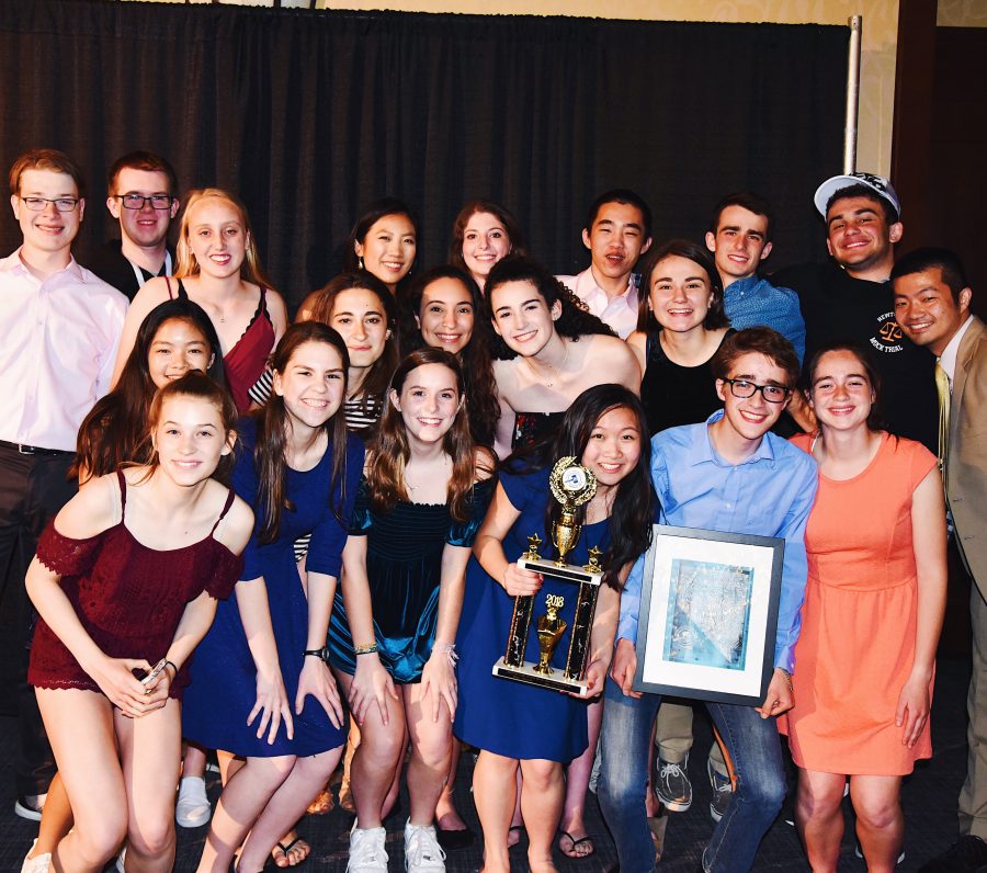 The mock trial team poses with their award after winning eighth place. (Photo by Krystal Petersen)