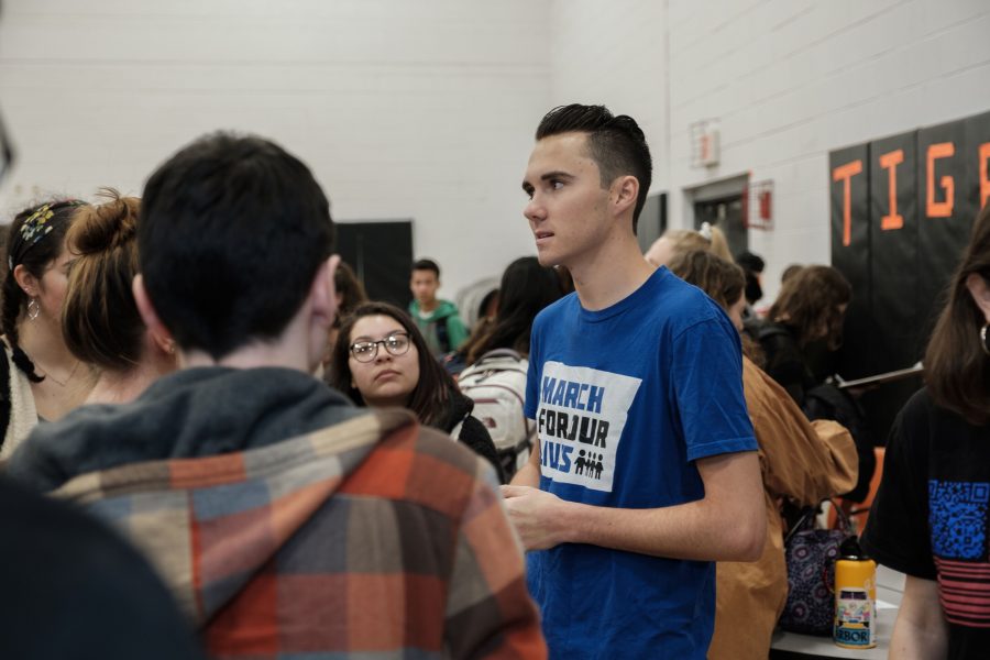 David Hogg, Parkland survivor and advocate against gun violence, speaks to students after c-block, Thursday Feb 7.
(Photo by Ian Dickerman)