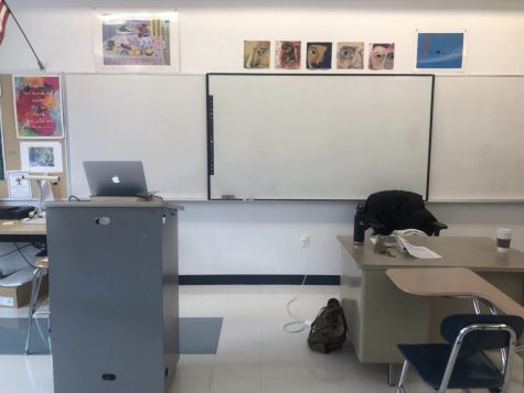 English teacher Kate Mannellys in-school teaching setup (photo courtesy of Mannelly)