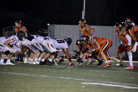 North lines up against Wellesley in 41-0 loss, Friday Oct. 3. (Photo by Rachel Kurlandsky)
