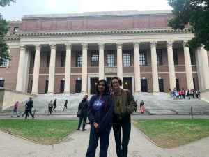 Sophomore Esha Bhawalkar and junior Esther Ocio-Ortega, her Spanish exchange student, enjoy an afternoon in Cambridge at Harvard library.