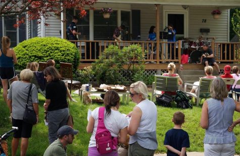 Crowds gather on front lawns to watch locals perform for Porchfest Saturday, June 4.