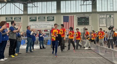 The Ligerbots are welcomed into a competition at Ponaganset High School Sunday, March 19.