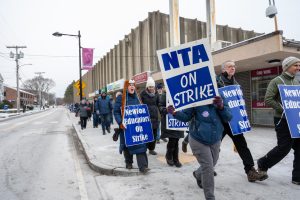 NTA members picket outside North on their first day striking Friday, Jan. 19.