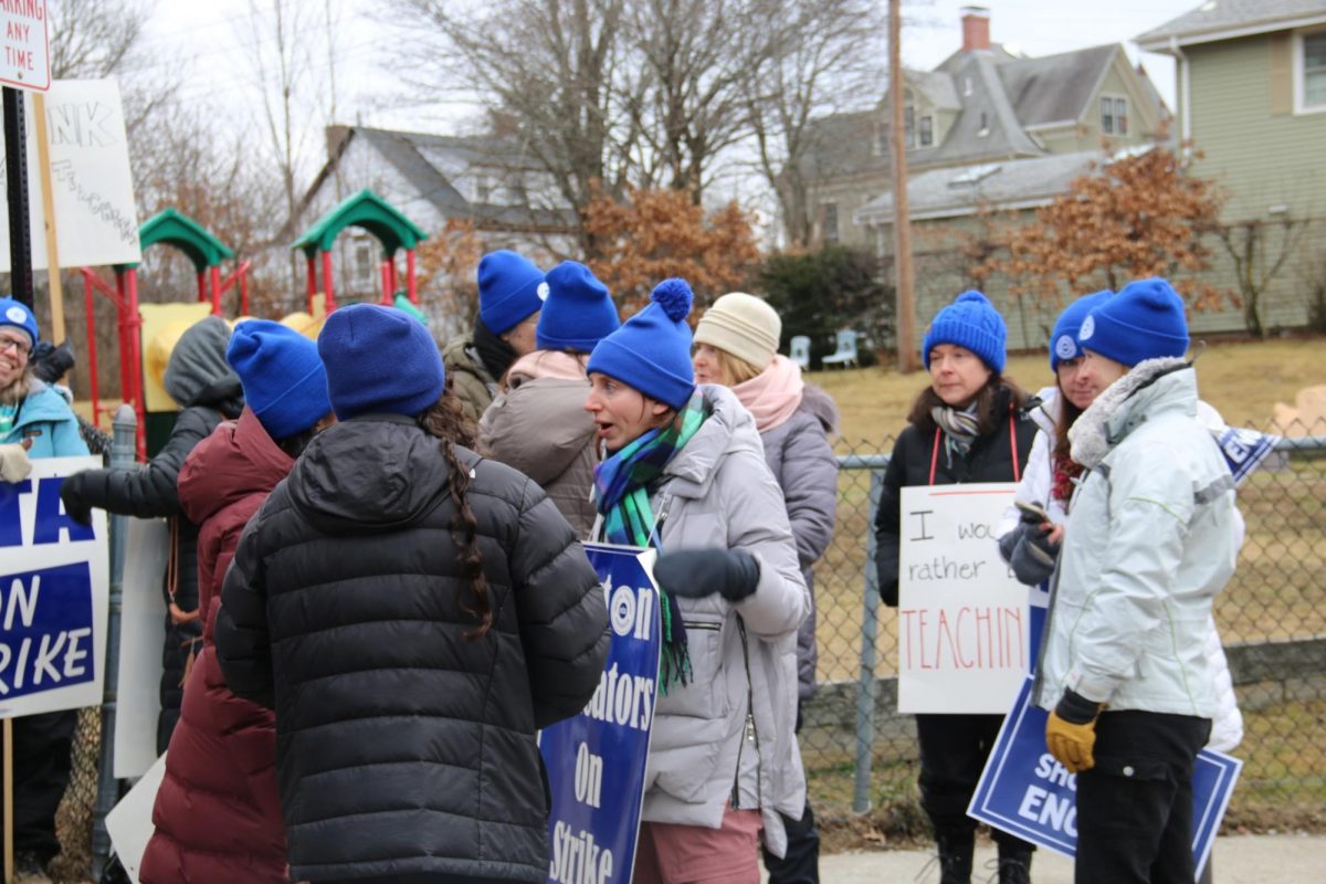 Union members and supporters gather at the Education Center to rally for a fair contract Wednesday, Jan. 31.