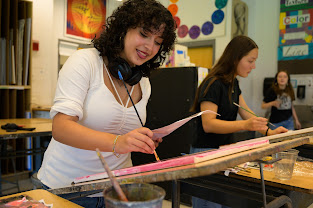 Charlotte Pinto works on self portrait for  her art major IV class Wednesday, Oct. 23. 