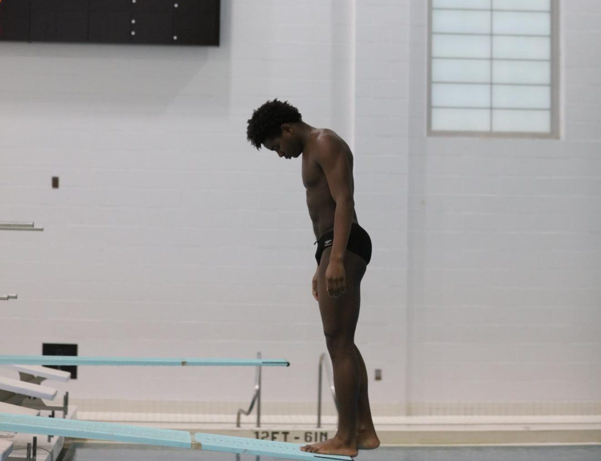 Senior Clarence de Medeiros prepares to dive Friday, Jan. 24. 