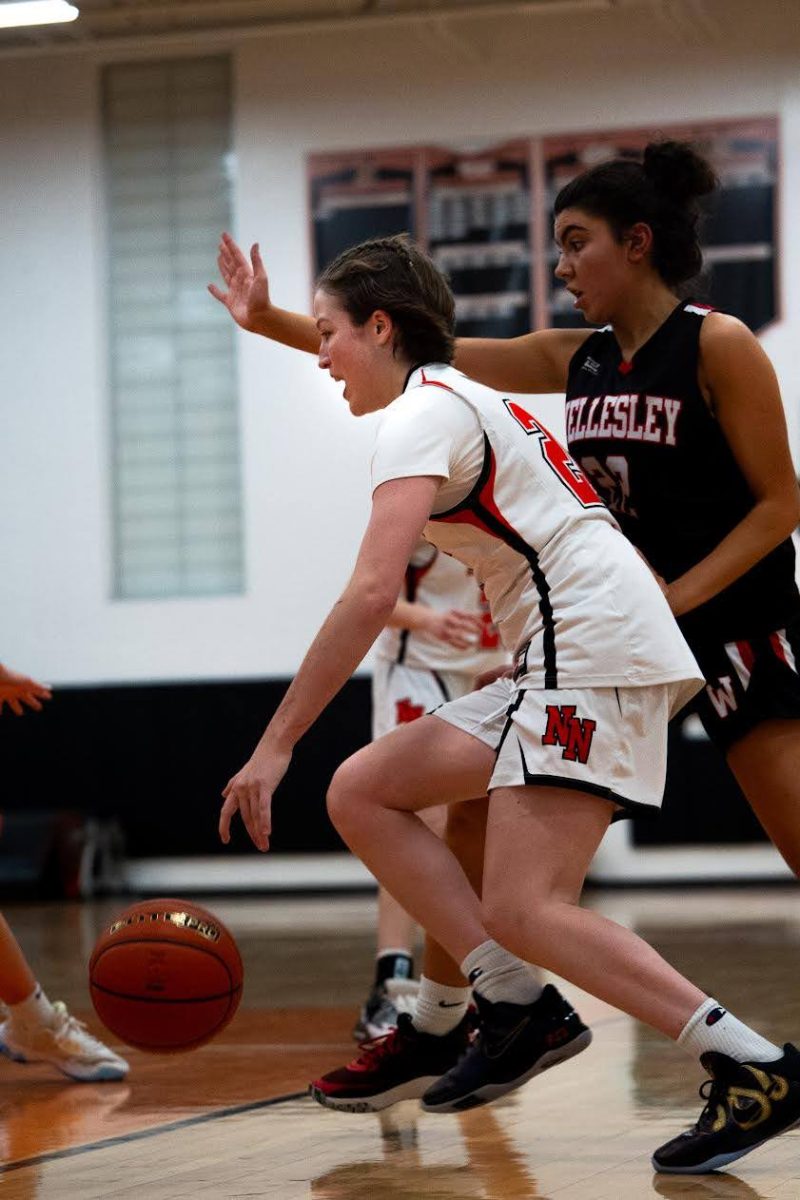 Junior Allie Danis directs the court on offense while dribbling Friday, Jan. 31. 