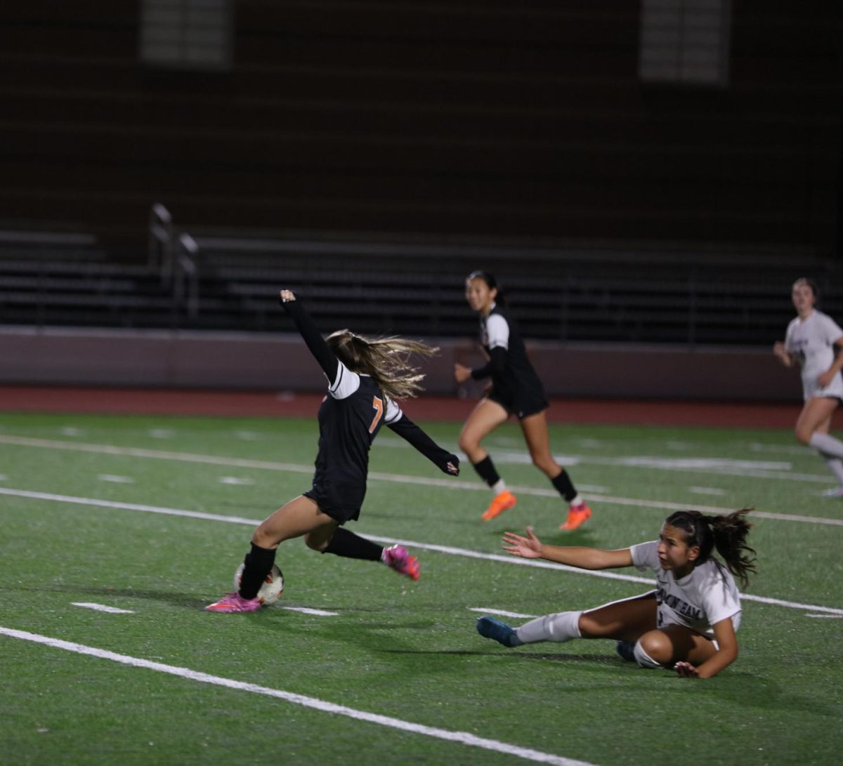 Senior Lola Caruso breaks past a defender, Thursday, Oct. 16. 